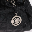Christian Dior Canage Shoulder Bag Patent Leather Black Silver Auth 210486-14