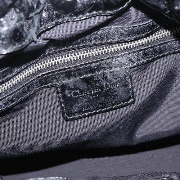 Christian Dior Canage Shoulder Bag Patent Leather Black Silver Auth 210486