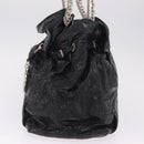 Christian Dior Canage Shoulder Bag Patent Leather Black Silver Auth 210486-4