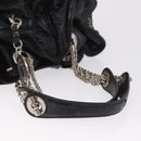 Christian Dior Canage Shoulder Bag Patent Leather Black Silver Auth 210486-7