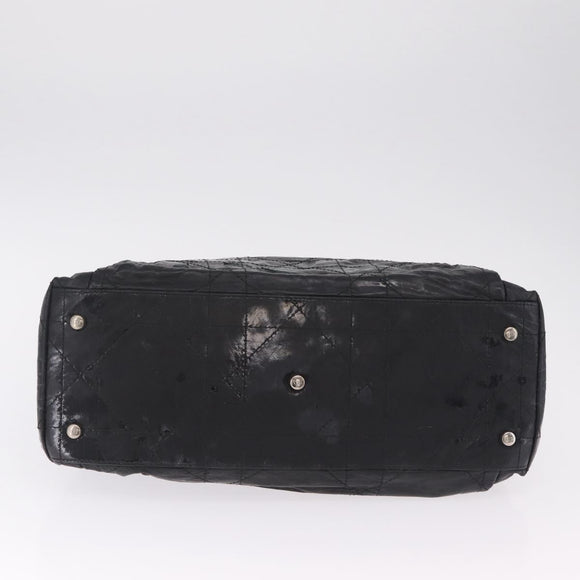 Christian Dior Canage Shoulder Bag Patent Leather Black Silver Auth 210486