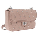 Miu Miu Studs Chain Shoulder Bag Leather Pink Silver Auth 210487V-1
