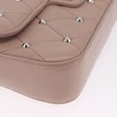 Miu Miu Studs Chain Shoulder Bag Leather Pink Silver Auth 210487V-11