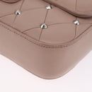 Miu Miu Studs Chain Shoulder Bag Leather Pink Silver Auth 210487V-12