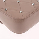 Miu Miu Studs Chain Shoulder Bag Leather Pink Silver Auth 210487V-13
