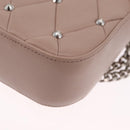 Miu Miu Studs Chain Shoulder Bag Leather Pink Silver Auth 210487V-14