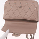 Miu Miu Studs Chain Shoulder Bag Leather Pink Silver Auth 210487V-17