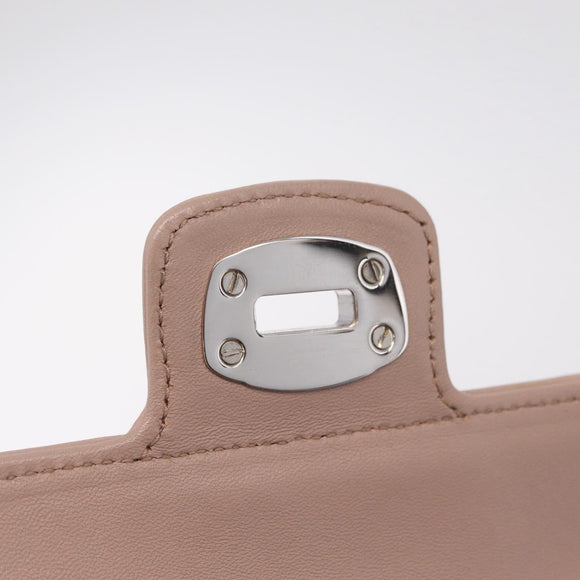 Miu Miu Studs Chain Shoulder Bag Leather Pink Silver Auth 210487V