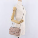 Miu Miu Studs Chain Shoulder Bag Leather Pink Silver Auth 210487V-26