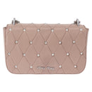 Miu Miu Studs Chain Shoulder Bag Leather Pink Silver Auth 210487V-3