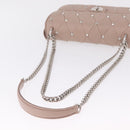 Miu Miu Studs Chain Shoulder Bag Leather Pink Silver Auth 210487V-7