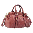 Miu Miu Hand Bag Vittero Dino Leather 2way Pink Gold Auth 210488V-1