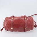 Miu Miu Hand Bag Vittero Dino Leather 2way Pink Gold Auth 210488V-14