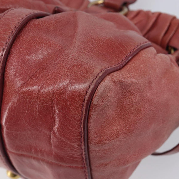 Miu Miu Hand Bag Vittero Dino Leather 2way Pink Gold Auth 210488V