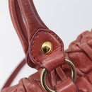 Miu Miu Hand Bag Vittero Dino Leather 2way Pink Gold Auth 210488V-21