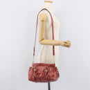 Miu Miu Hand Bag Vittero Dino Leather 2way Pink Gold Auth 210488V-29