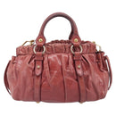 Miu Miu Hand Bag Vittero Dino Leather 2way Pink Gold Auth 210488V-3