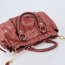Miu Miu Hand Bag Vittero Dino Leather 2way Pink Gold Auth 210488V-6