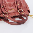 Miu Miu Hand Bag Vittero Dino Leather 2way Pink Gold Auth 210488V-7