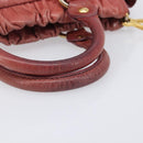 Miu Miu Hand Bag Vittero Dino Leather 2way Pink Gold Auth 210488V-8