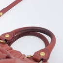 Miu Miu Hand Bag Vittero Dino Leather 2way Pink Gold Auth 210488V-9