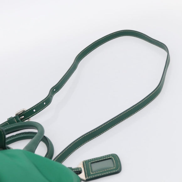 PRADA Hand Bag Nylon 2way Green Silver Auth 210496M