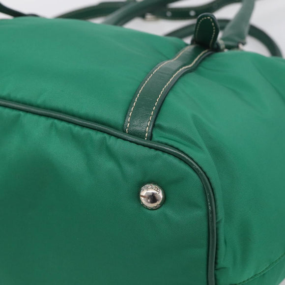 PRADA Hand Bag Nylon 2way Green Silver Auth 210496M
