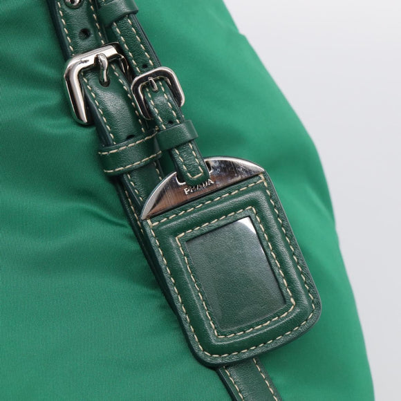 PRADA Hand Bag Nylon 2way Green Silver Auth 210496M