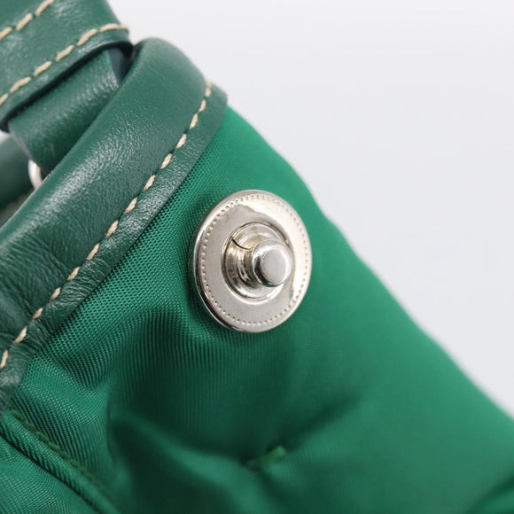 PRADA Hand Bag Nylon 2way Green Silver Auth 210496M