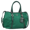 PRADA Hand Bag Nylon 2way Green Silver Auth 210496M-1