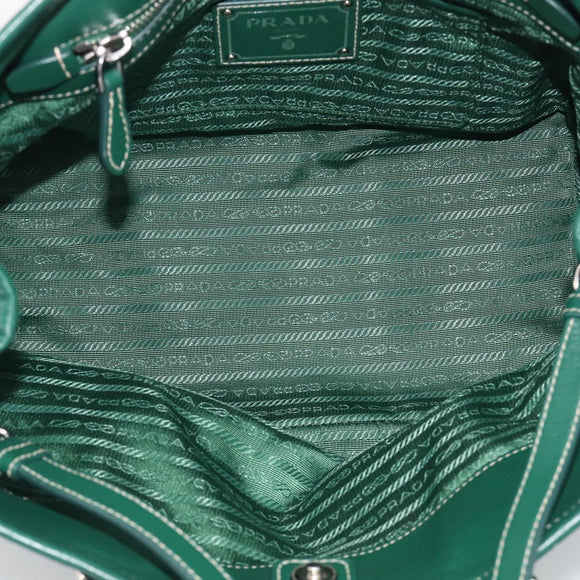PRADA Hand Bag Nylon 2way Green Silver Auth 210496M