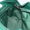 PRADA Hand Bag Nylon 2way Green Silver Auth 210496M-22