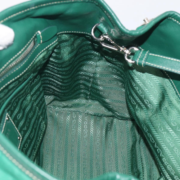 PRADA Hand Bag Nylon 2way Green Silver Auth 210496M