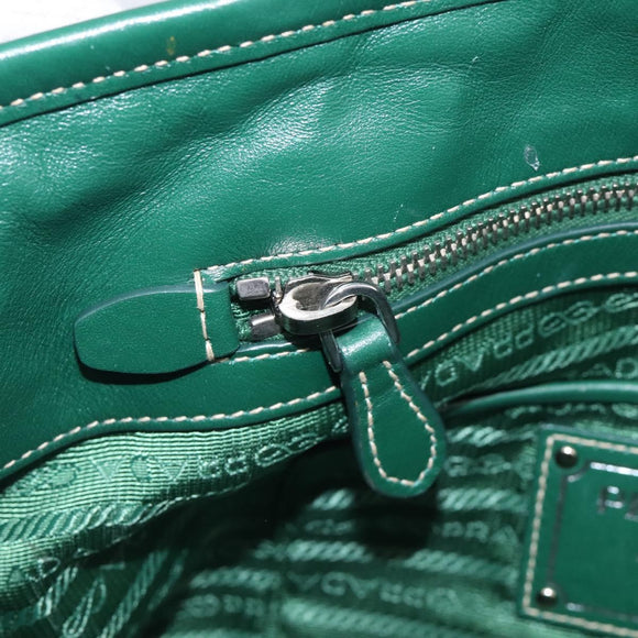 PRADA Hand Bag Nylon 2way Green Silver Auth 210496M