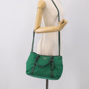 PRADA Hand Bag Nylon 2way Green Silver Auth 210496M-28