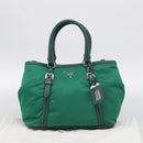 PRADA Hand Bag Nylon 2way Green Silver Auth 210496M-12
