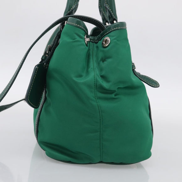 PRADA Hand Bag Nylon 2way Green Silver Auth 210496M