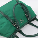 PRADA Hand Bag Nylon 2way Green Silver Auth 210496M-6