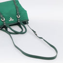PRADA Hand Bag Nylon 2way Green Silver Auth 210496M-8