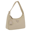 PRADA Hand Bag Nylon Beige Silver Auth 210498V-1