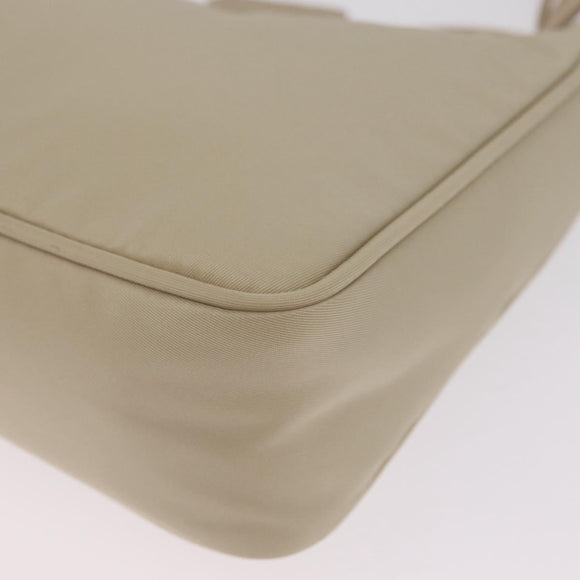 PRADA Hand Bag Nylon Beige Silver Auth 210498V