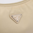 PRADA Hand Bag Nylon Beige Silver Auth 210498V-21