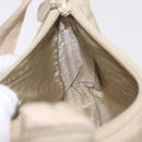 PRADA Hand Bag Nylon Beige Silver Auth 210498V-20