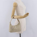 PRADA Hand Bag Nylon Beige Silver Auth 210498V-24