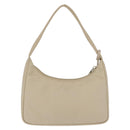 PRADA Hand Bag Nylon Beige Silver Auth 210498V-3