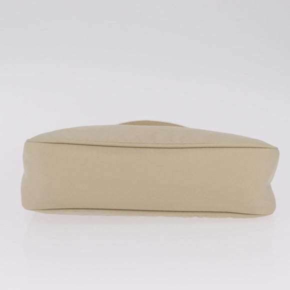 PRADA Hand Bag Nylon Beige Silver Auth 210498V