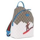 GUCCI GG Supreme Web Sherry Line Backpack PVC Beige Silver 851222 Auth 210499V-1