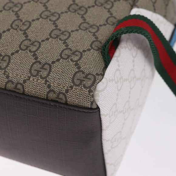 GUCCI GG Supreme Web Sherry Line Backpack PVC Beige Silver 851222 Auth 210499V