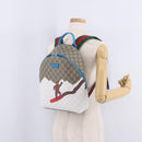GUCCI GG Supreme Web Sherry Line Backpack PVC Beige Silver 851222 Auth 210499V-26