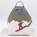 GUCCI GG Supreme Web Sherry Line Backpack PVC Beige Silver 851222 Auth 210499V-27